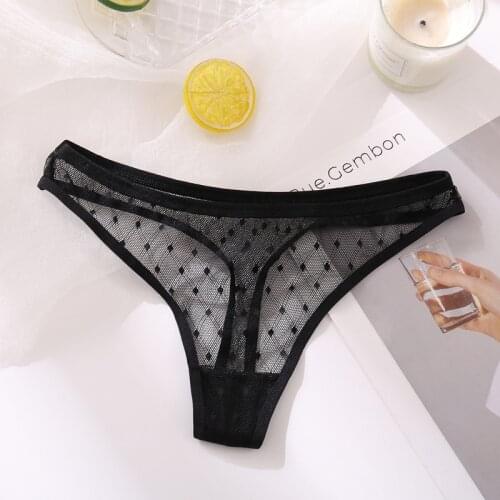 Women Panties Sexy G-String Net yarn Woman Thong Low-waist Underpants Hollow Out T-back Female Lace Underwear Lingerie Knickers
