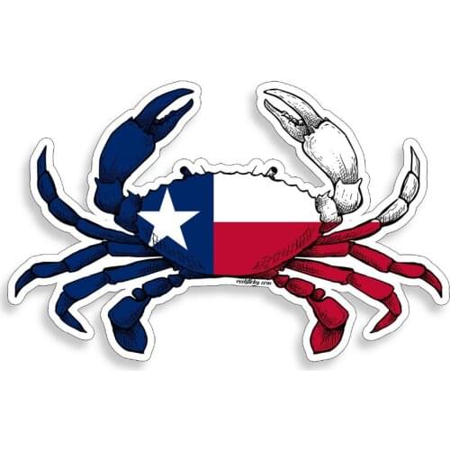 Texas Crab Flag Sticker TX Beach Cup Laptop Cooler Car Door Window Bumper Decal