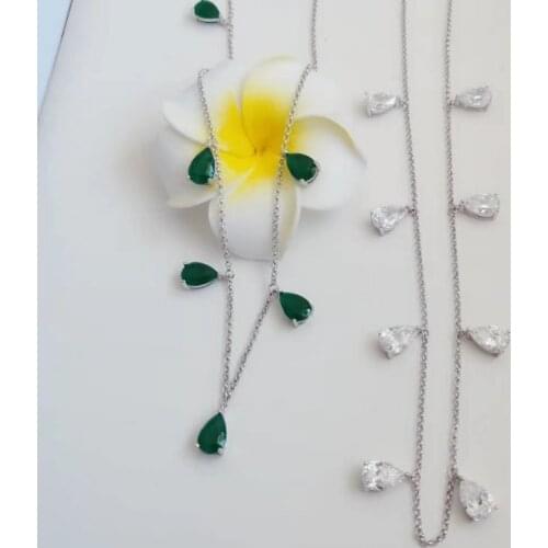 Designer Fashion 925 Sterling Silver Jewelry 3A Cubic Zirconia Party Necklace