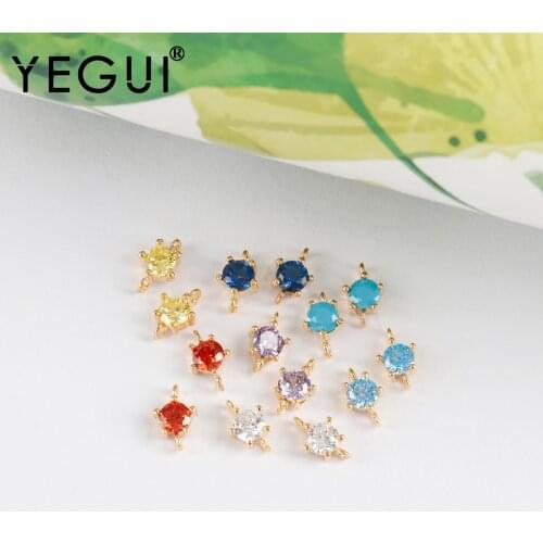 YEGUI M1043,jewelry accessories,18k gold plated,copper metal,zircons,charms,jump rings,jewelry making,diy earrings,20pcs/lot