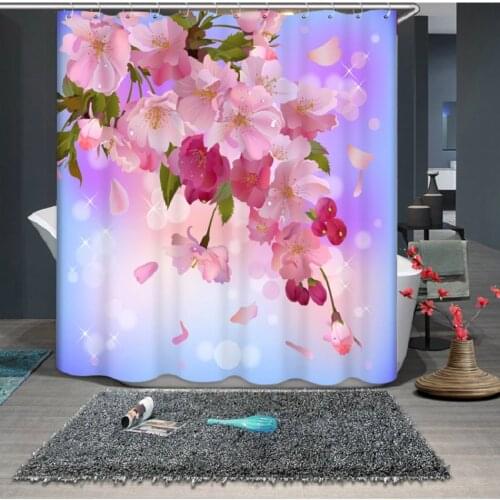 Beautiful Flower 3D printing Pattern Modern Polyester Waterproof Mildew Shower Home Decoration Curtain Bathroom Curtain