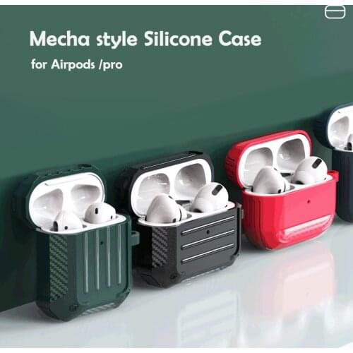 Armor Silicone Case For Apple Airpods 2 Cover shockproof Cases soft Protective for Airpods Pro with anti-lost Keychain