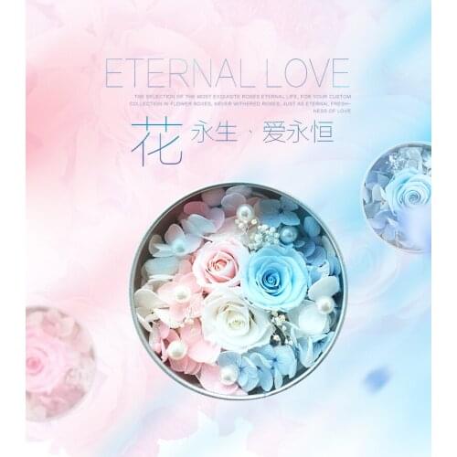 9*6CM Fresh Preserved Rose Flower Tin Box Wedding Souvenir Valentines Day Birthday Immortal flowers Gifts