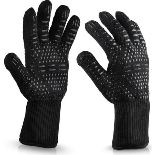1 Pair Heat Resistant Thick Silicone Cooking Baking Barbecue Oven Gloves BBQ Grill Mittens Dish Washing Gloves Kitchen Supplies