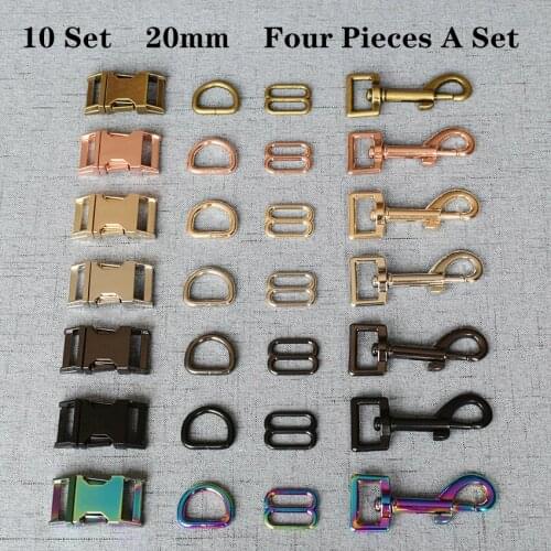 10 Sets 20mm Metal D Ring Snap Hook Adjustable Release Buckle Environmental High Quality handbags DIY Accessories