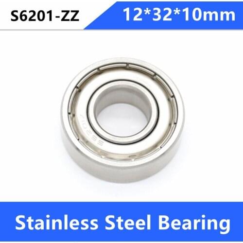 10pcs/lot ABEC-5 S6201ZZ S6201 ZZ 12*32*10mm Stainless steel Ball bearing Deep Groove Ball Bearings 12x32x10mm 6201