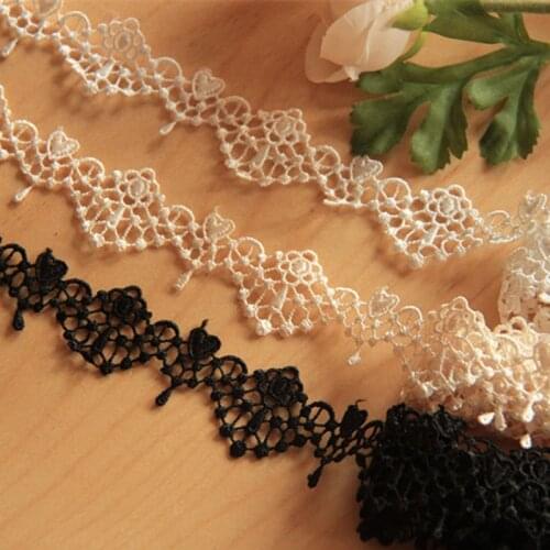 15yards/lot Water Soluble Garment Lace Trims White Black Beige Embroidery Lace Ribbon DIY Sofa Hometexile Collar Craft Lace
