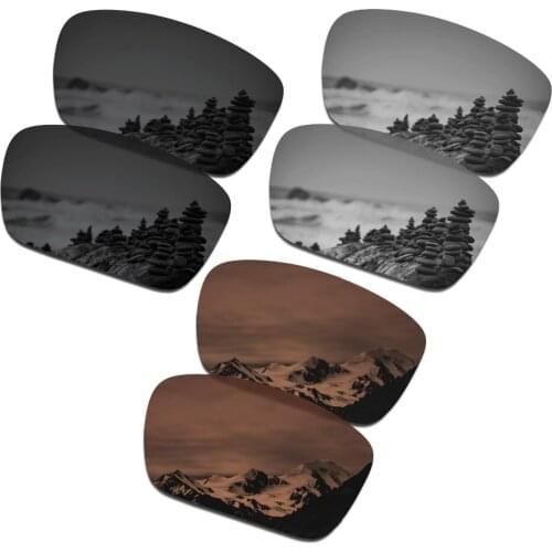 SmartVLT 3 Pairs Polarized Sunglasses Replacement Lenses for Oakley Fuel Cell Stealth Black and Silver Titanium and Amber Brown