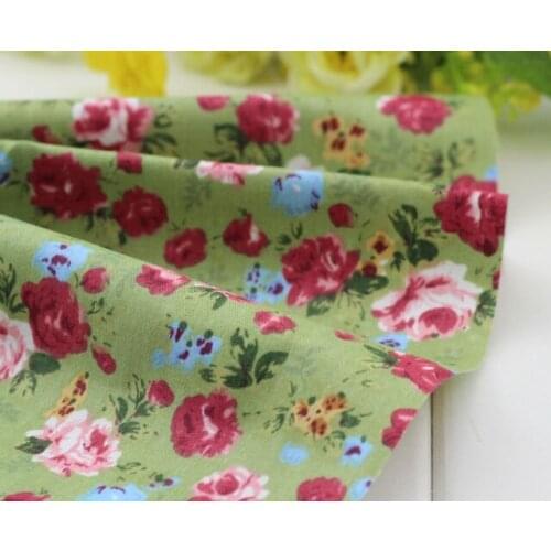 50x160cm Pretty Green & Yellow Flower Printed 100% Cotton Fabric For DIY Sewing bedding quilting