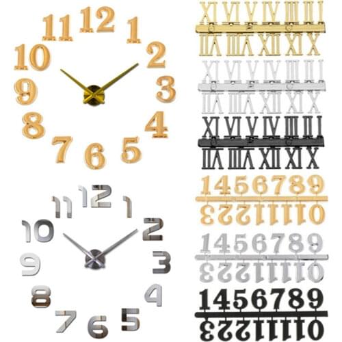 1 Set Roman Numerals Or Arabic Numerals Clock Accessories For Quartz Clock Dial Repair DIY Clock Replacement Accessories Gold