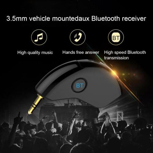 Car Bluetooth 5.0 Receiver 3.5mm AUX HD Bluetooth 5.0 Wireless Hands-Free Audio Auto Car Receiver Adapter Electronic Metal