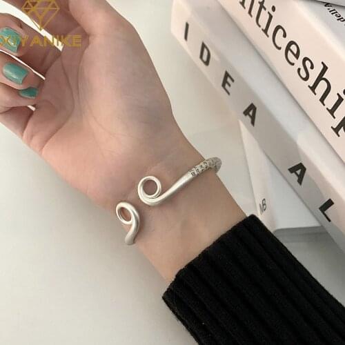 XIYANIKE 925 Sterling Silver New Monkey King Bracelet Fashion Retro Distressed Lettering Open Heart Sutra Bracelet Handmade