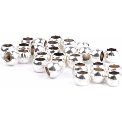 100pcs 6mm Big Hole Beads Silver Plated Rhodium Color Spacer Beads For Diy Jewelry Making Accessories