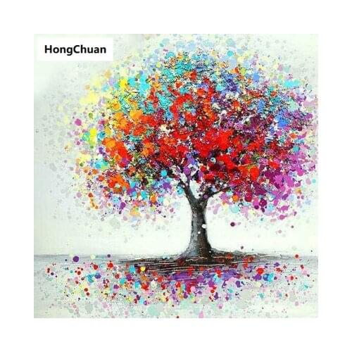 Fast delivery colorful tree 5D DIY square/round diamond painting mosaic cross stitch homedecoration muralChristmas gift New Year