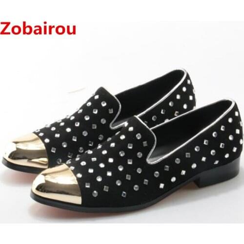 Chaussure Homme Red Black Classic Italian Shoes Iron Round Toe Diamond Shoes Men Luxury Casual Mens Loafers Leather Large Sizes