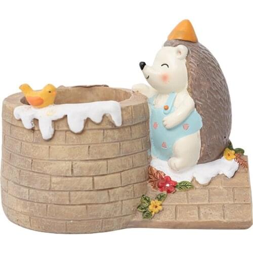Cartoon Hedgehog Flower Pot for Succulent Plants Desktop Planters Pencil Holder Mini Bonsai Home Garden Decoration