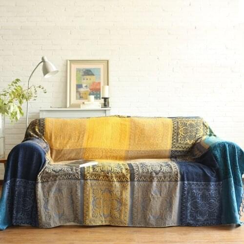 Ethnic Chenille Plaid Sofa Blanket Throw Weighted Knitted Throw Blanket On Couch Vintage Carpet Tapestry Sofa Cover Bedspread