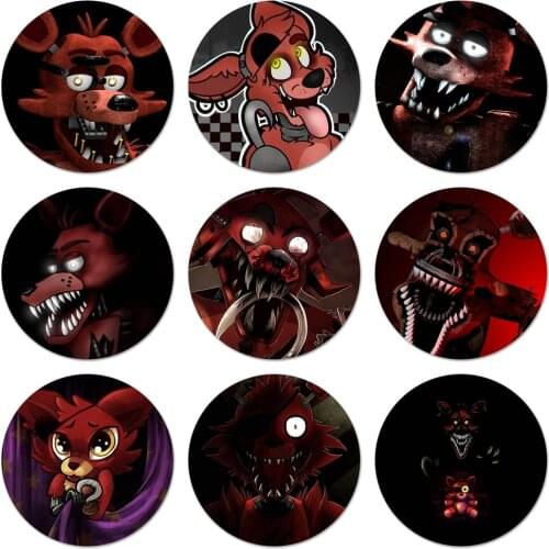 Fnaf Plush Foxy Icons Pins Badge Decoration Brooches Metal Badges For Backpack Decoration 58mm