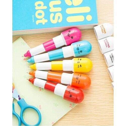 Hot sale Cartoon Colorful Flexible Gel Pen Korean Stationery Creative Gift School Supplies Capsule Ballpoint Pen free shipping