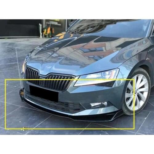 Skoda Superb Front Bumper Attachment 2016 2017 2018 2019 Gloss Black 3 Pcs