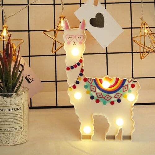 Creative Animal Shape Alpaca Modeling Lamp Color Graffiti Night Light LED Decorative Hanging Lamp luminaria For Home Decor
