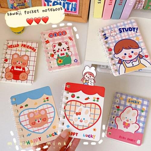 MINKYS Kawaii 80 Sheets Coil Portable Pocket Notebook Agenda Sprial Memo Pads Small Notepad Gift School Stationery