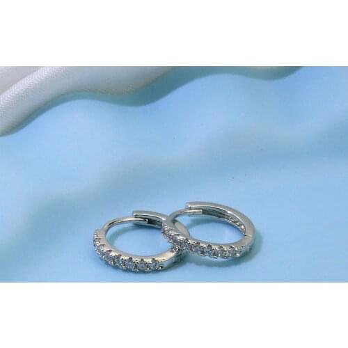 Fashion 925 Sterling Silver Single Rhinestone Clip Earrings For Women Silver Earrings Jewelry