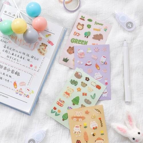 Cartoon Candy Animals Cute Stickers PET Reusable Seal post it Creative DIY Mobile Phone Water Cup Stationery Decorative Sticker