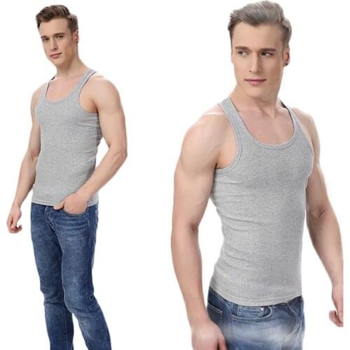 2021 Mens Pure Cotton Undershirt Solid Color Seamless Underwear Close-fitting Broad Shoulders V Neck Vest Comfortable T-shirt
