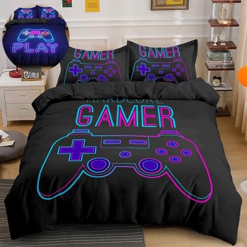Gamepad Gamer Kids Printed Bedding Sets Queen King Size Gift for Boys Duvet Cover Set Bed Game Elements Pillowcase Luxury
