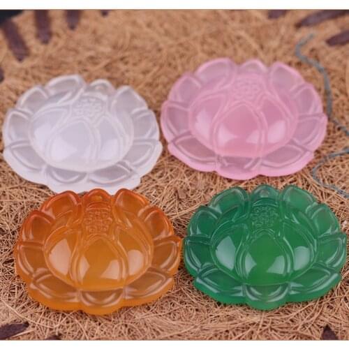 Natural transparent agate Chalcedony Hua kai fugui pendant lotus Chalcedony jade pendant with china