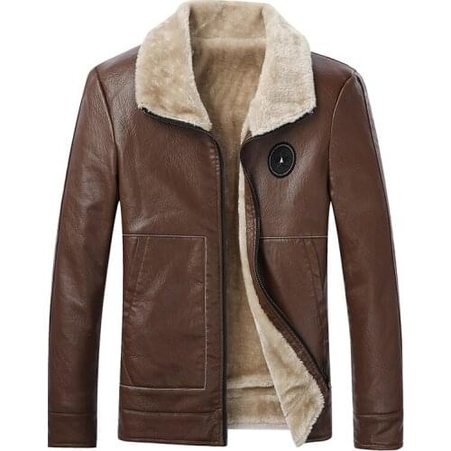 New Arrival Faux Fur Integrated Mens Leather Jacket Motorcycle Mens Leather Coat