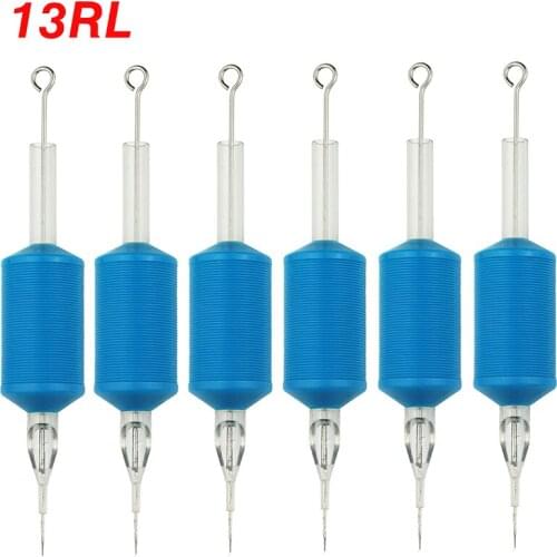 OPHIR 6PCS 13RL Tattoo Needles Blue Disposable Tattoo Tube Tips with Nozzle Needles Grip Tattoo Products _TA111(13RL)-6x