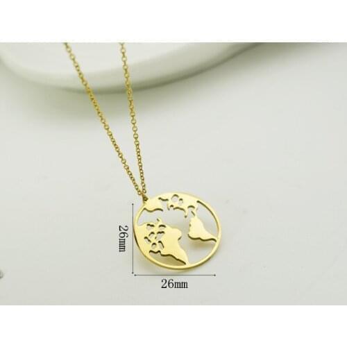Europe and The United SA Cross-Border Contracted Geometric Pendants Female World Map Necklace Pendant