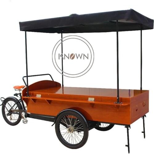 Popular three wheels pedal/electric mobile food cart bike food trailer coffee kiosk with free shipping by sea