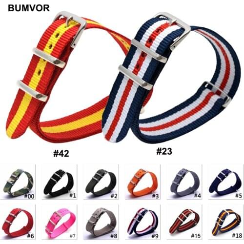 Hot Sell Nato Nylon Watchband 16/18/20/22/24mm Universal Strap Substitute DW Army Sport Fabric Woven Nylon Wristband