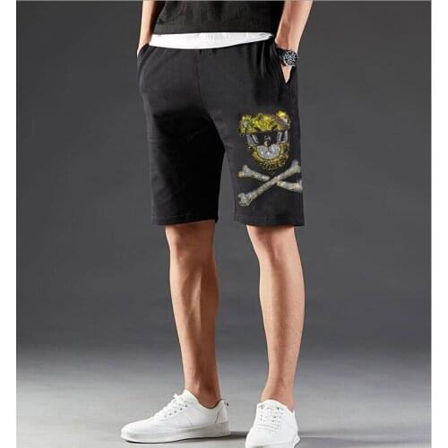 Rhinestones New Summer Mens Shorts Cotton Men Clothes Hot drill Elastic Waist Beach Shorts Plus Size 4XL