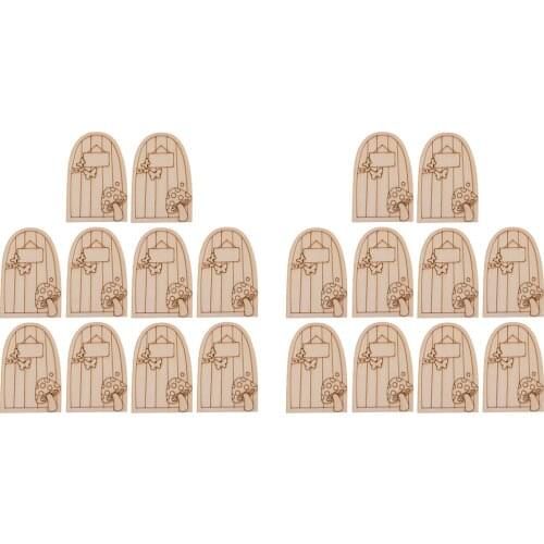 20pcs Fairy Gardens Mini Wooden Fairy Door for DIY Painting Craft Hobbies