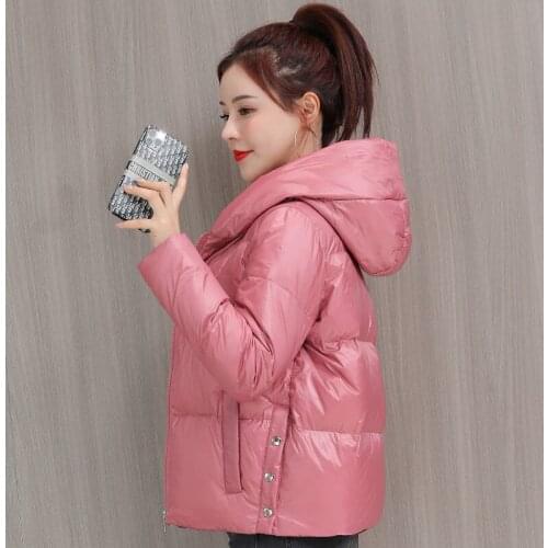 2021 New Autumn Winter Women Solid White Duck Down Loose Jackets Ladies Elegant Zipper Hooded Duck Down Short Coats Parkas Z380