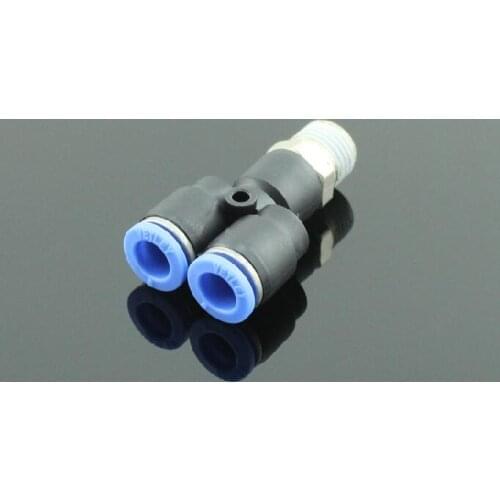 1pcs Composite Y Connector Push In Fitting Tube OD 1/2 X NPT 1/8 1/4 3/8 1/2 Side Thread Quick