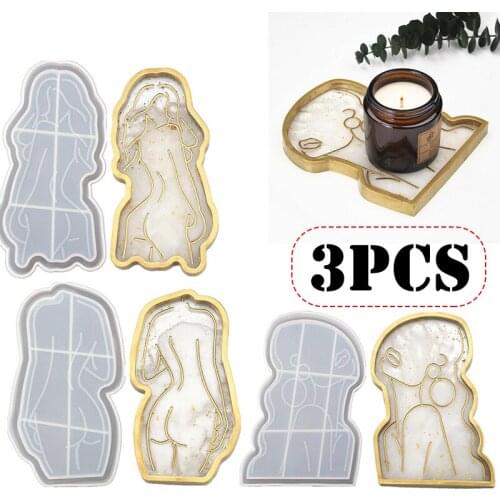 3PCS Women Body Silicone Mould Jewelry Beads Tray Mold Epoxy Resin Casting Molds Female Shape DIY Handmade Craft Making Tools