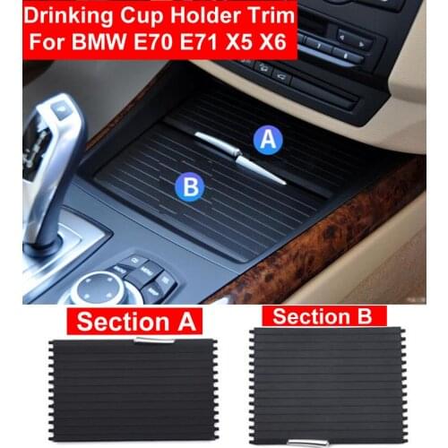Car Styling ABS Interior Center Console Drinking Water Cup Holder Cover Trim Zipper Rolling Curtain For BMW E70 E71 X5 X6 07-13