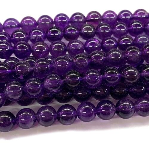 High Quality Natural Grade Amethyst Dark Purple Crystal Round Loose Stone Beads 3-18mm Fit Jewelry 15" 02891