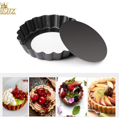 EHZ 4 Inch Mini Tart Pan with Removable Bottom Nonstick Carbon Steel Quiche Pan for Baking Pies Quiche Cheese Cakes and Desserts