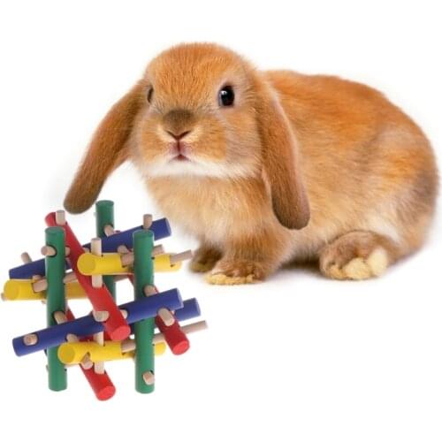 Pet Toy Colorful Wood Safety Knot Nibbler Chew Bite For Rabbit Animal Kid Adults