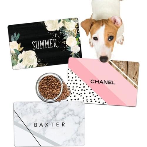 PU Leather Waterproof Pet Placemat Dog Mat Cat Mat Bowl Plate Pet Drinking Feeding Placemat Customize Name For Puppy And Kitten