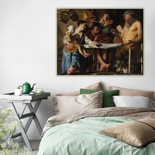 Jacob Jordaens《The satyr and the peasant family》Canvas Oil Painting Artwork Aesthetic Picture Poster Wall Decor Home Decoration
