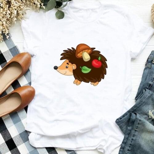 Kawaii Hedgehog Tshirt Cartoon tshirt female Womens T-shirt Ulzzang Harajuku T shirt 90s Girls Tshirt 2021 New Summer T-shirt