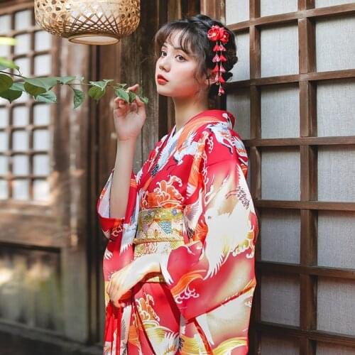 Kimono Yukata Women Japanese Traditional Dress Kimonos Costume Geisha Japanese Cosplay Female Obi Japanese Kimono Yukata FF2349