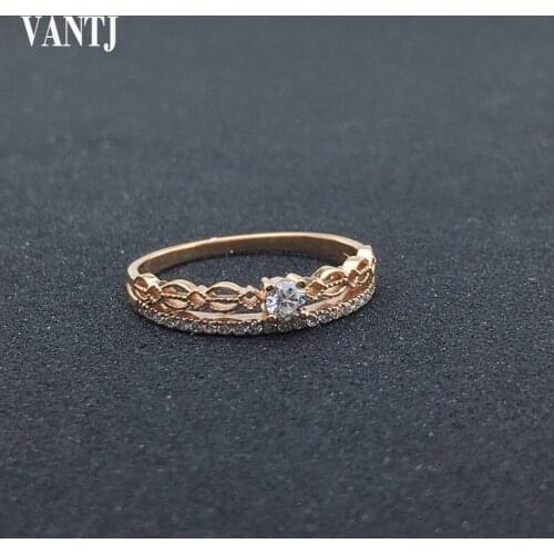 VANTJ Real 14K Gold Rings Sterling Natural Diamont 0.18ct Fine Jewelry For Women Lady Party Wedding Gift With Box Free Shipping